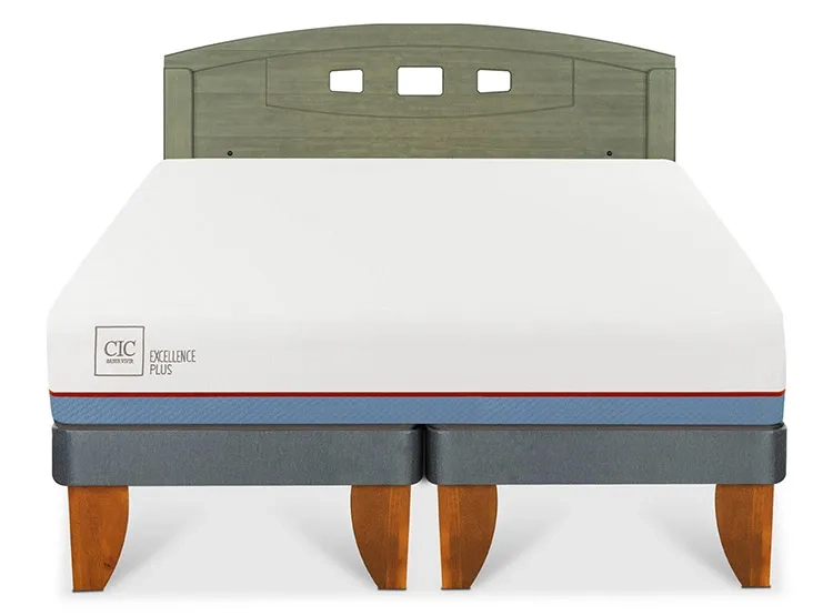 JUEGO DE DORMITORIO CIC CAMA EUROPEA EXCELLENCE PLUS BD 2 PLAZAS + RESPALDO GALES OLIVO - 1