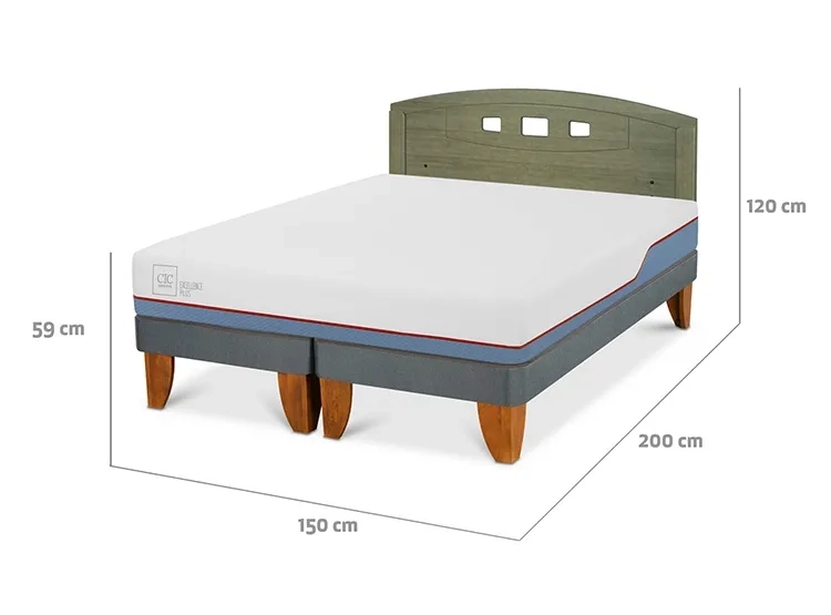 JUEGO DE DORMITORIO CIC CAMA EUROPEA EXCELLENCE PLUS BD 2 PLAZAS + RESPALDO GALES OLIVO - 3