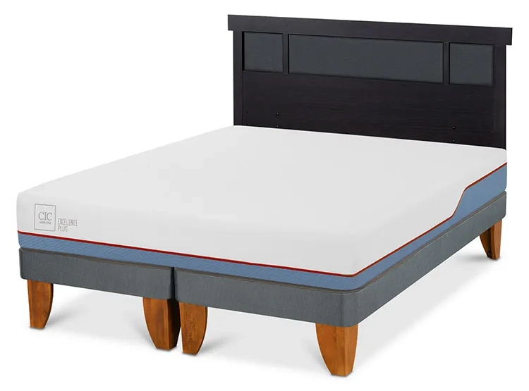 JUEGO DE DORMITORIO CIC CAMA EUROPEA EXCELLENCE PLUS BD 2 PLAZAS + RESPALDO DUBLIN NEGRO - 2