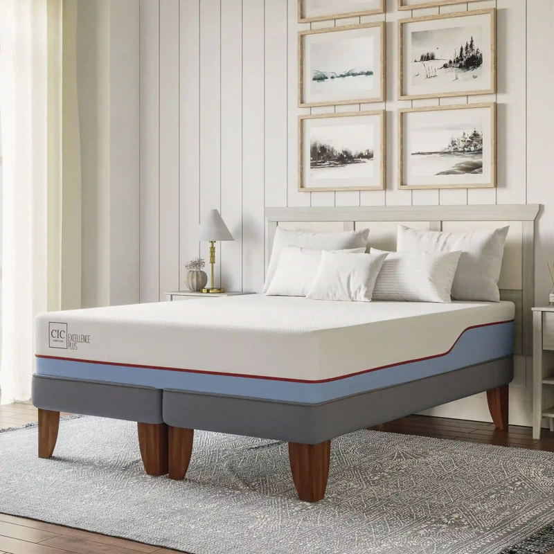 JUEGO DE DORMITORIO CIC CAMA EUROPEA EXCELLENCE PLUS BD 2 PLAZAS + RESPALDO DUBLIN NEGRO - 11