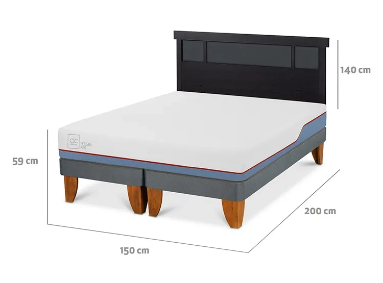 JUEGO DE DORMITORIO CIC CAMA EUROPEA EXCELLENCE PLUS BD 2 PLAZAS + RESPALDO DUBLIN NEGRO - 3