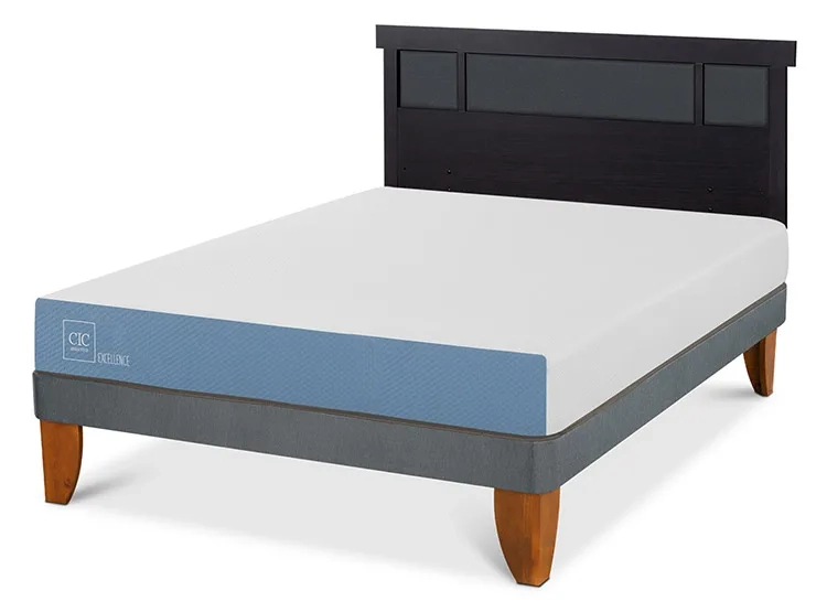 JUEGO DE DORMITORIO CIC CAMA EUROPEA EXCELLENCE PLUS BN 2 PLAZAS + RESPALDO DUBLIN NEGRO - 2