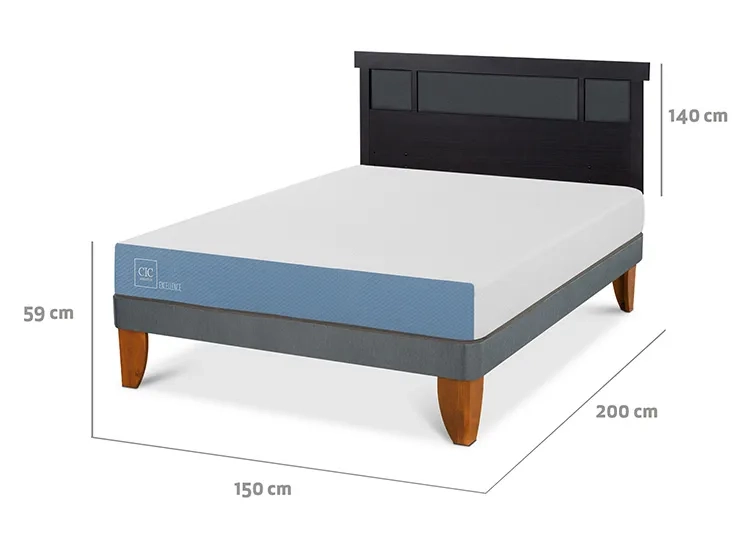 JUEGO DE DORMITORIO CIC CAMA EUROPEA EXCELLENCE PLUS BN 2 PLAZAS + RESPALDO DUBLIN NEGRO - 3