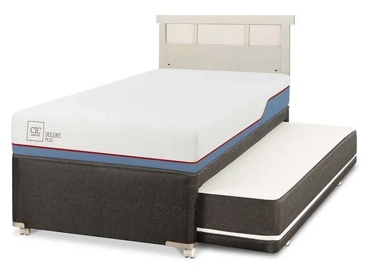JUEGO DE DORMITORIO CIC CAMA DIVAN EXCELLENCE PLUS 1.5 PLAZAS NEGRO + RESPALDO DUBLIN ALPINO - 2