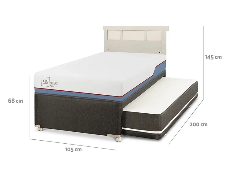 JUEGO DE DORMITORIO CIC CAMA DIVAN EXCELLENCE PLUS 1.5 PLAZAS NEGRO + RESPALDO DUBLIN ALPINO - 3