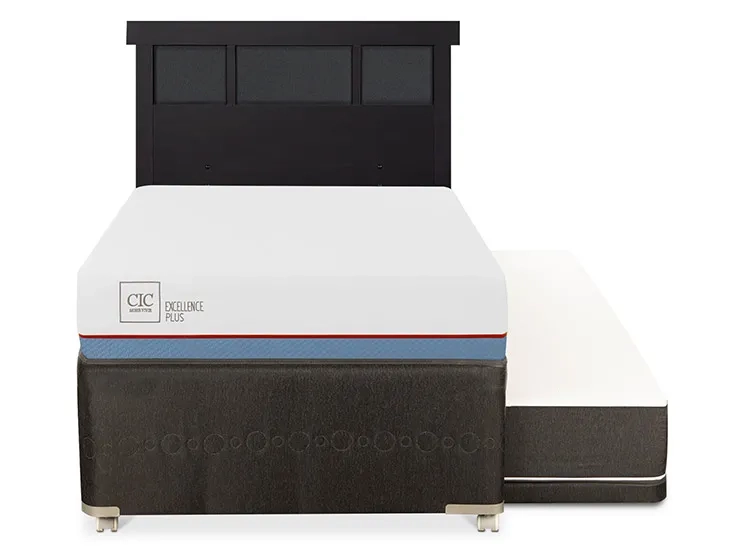 JUEGO DE DORMITORIO CIC CAMA DIVAN EXCELLENCE PLUS 1.5 PLAZAS NEGRO + RESPALDO DUBLIN - 1