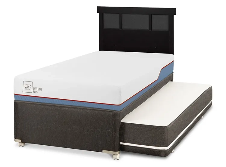 JUEGO DE DORMITORIO CIC CAMA DIVAN EXCELLENCE PLUS 1.5 PLAZAS NEGRO + RESPALDO DUBLIN - 2