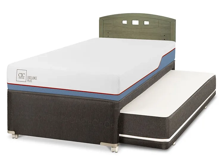 JUEGO DE DORMITORIO CIC CAMA DIVAN EXCELLENCE PLUS 1.5 PLAZAS NEGRO + RESPALDO GALES OLIVO - 2