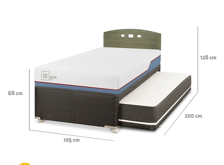 JUEGO DE DORMITORIO CIC CAMA DIVAN EXCELLENCE PLUS 1.5 PLAZAS NEGRO + RESPALDO GALES OLIVO - 3