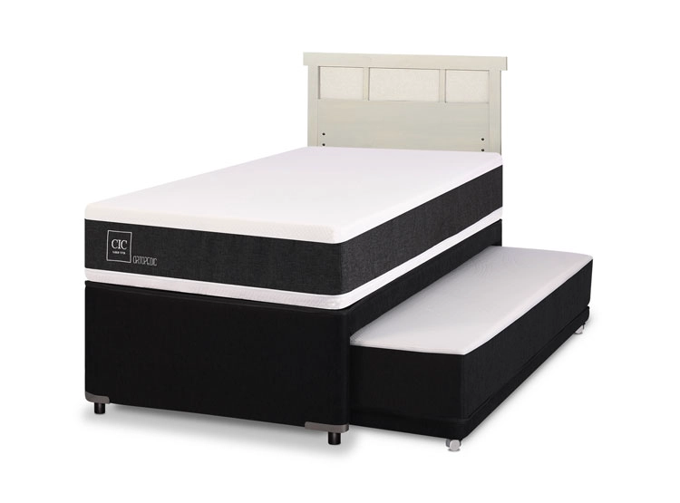 JUEGO DE DORMITORIO CIC CAMA DIVAN ORTOPEDIC 1.5 PLAZAS NEGRO + RESPALDO DUBLIN ALPINO - 2