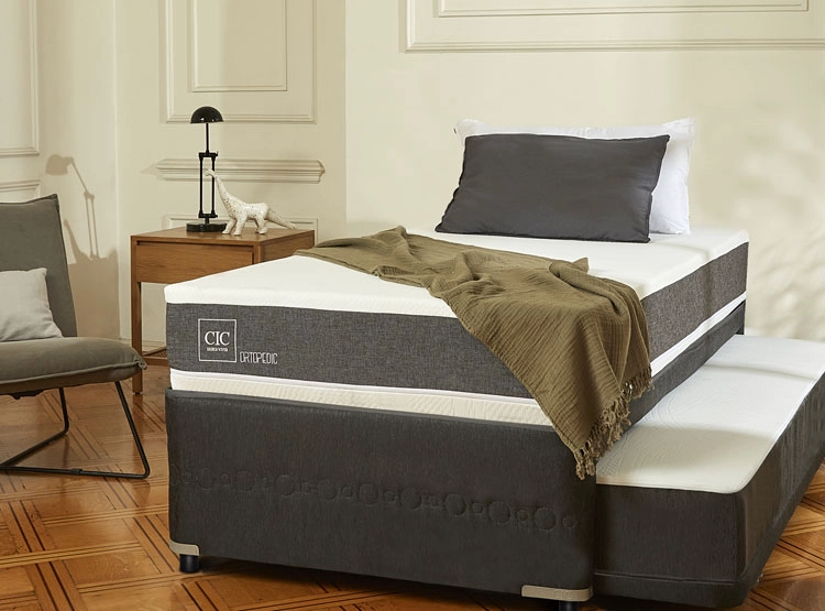 JUEGO DE DORMITORIO CIC CAMA DIVAN ORTOPEDIC 1.5 PLAZAS NEGRO + RESPALDO DUBLIN ALPINO - 7