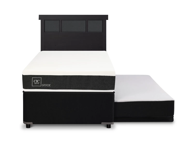 JUEGO DE DORMITORIO CIC CAMA DIVAN ORTOPEDIC 1.5 PLAZAS NEGRO + RESPALDO DUBLIN - 1