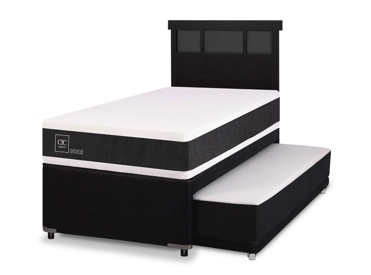 JUEGO DE DORMITORIO CIC CAMA DIVAN ORTOPEDIC 1.5 PLAZAS NEGRO + RESPALDO DUBLIN - 2