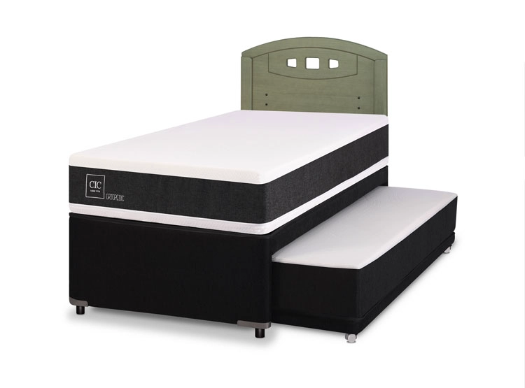 JUEGO DE DORMITORIO CIC CAMA DIVAN ORTOPEDIC 1.5 PLAZAS NEGRO + RESPALDO GALES OLIVO - 2