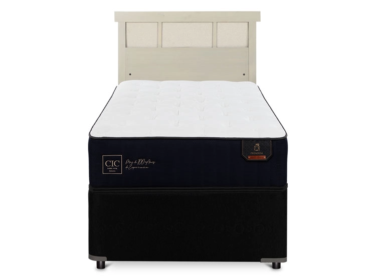 JUEGO DE DORMITORIO CIC CAMA DIVAN PREMIUM 1.5 PLAZAS NEGRO + RESPALDO DUBLIN ALPINO - 1