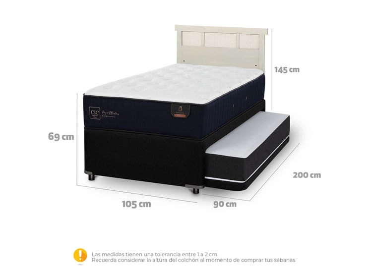 JUEGO DE DORMITORIO CIC CAMA DIVAN PREMIUM 1.5 PLAZAS NEGRO + RESPALDO DUBLIN ALPINO - 5
