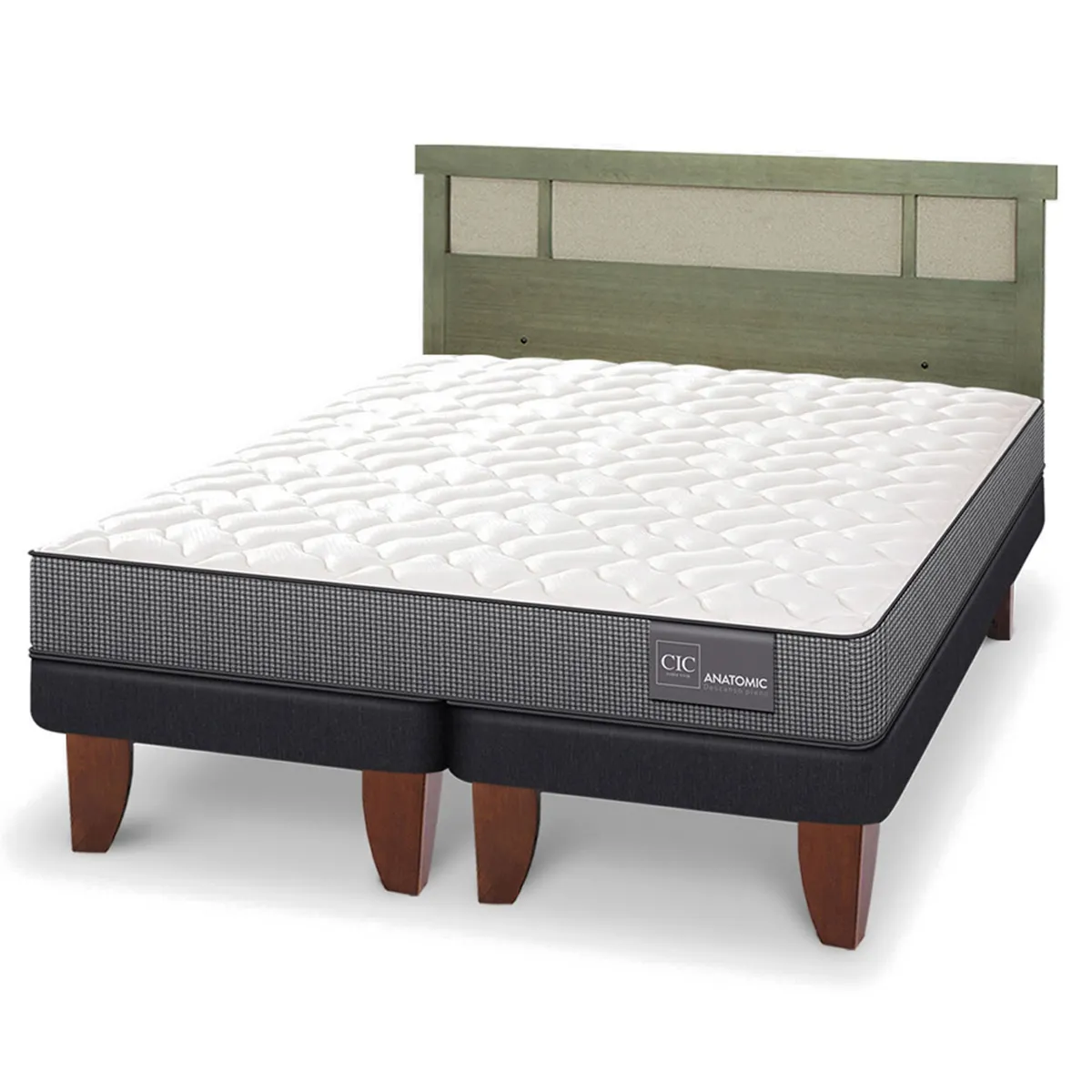 JUEGO DE DORMITORIO CIC CAMA EUROPEA ANATOMIC BD 2 PLAZAS + RESPALDO DUBLIN OLIVO - 2