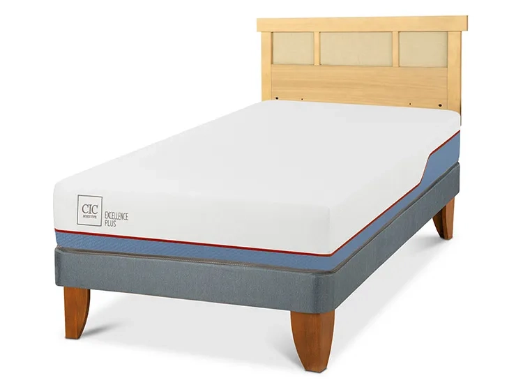 JUEGO DE DORMITORIO CIC CAMA EUROPEA EXCELLENCE PLUS 1.5 PLAZAS + RESPALDO DUBLIN MOSTAZA - 2