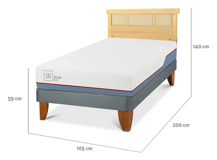 JUEGO DE DORMITORIO CIC CAMA EUROPEA EXCELLENCE PLUS 1.5 PLAZAS + RESPALDO DUBLIN MOSTAZA - 3