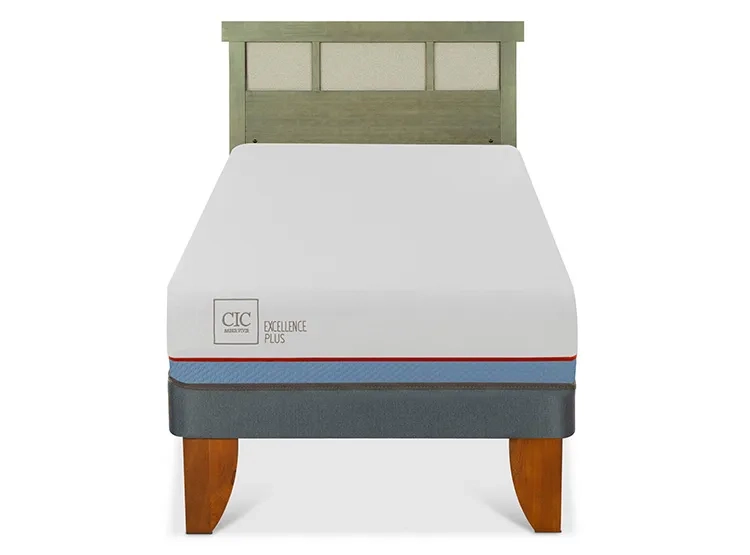 JUEGO DE DORMITORIO CIC CAMA EUROPEA EXCELLENCE PLUS 1.5 PLAZAS + RESPALDO DUBLIN OLIVO - 1