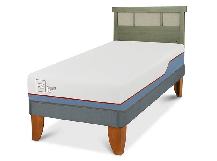 JUEGO DE DORMITORIO CIC CAMA EUROPEA EXCELLENCE PLUS 1.5 PLAZAS + RESPALDO DUBLIN OLIVO - 2