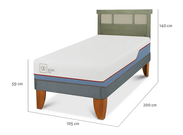 JUEGO DE DORMITORIO CIC CAMA EUROPEA EXCELLENCE PLUS 1.5 PLAZAS + RESPALDO DUBLIN OLIVO - 3