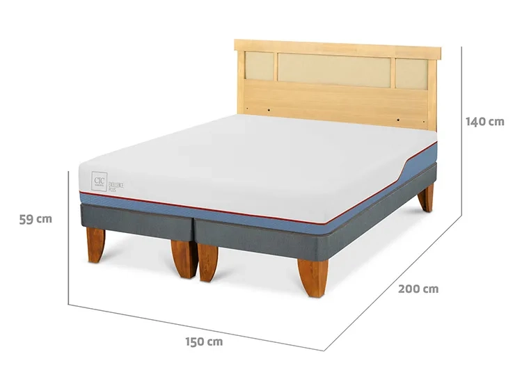 JUEGO DE DORMITORIO CIC CAMA EUROPEA EXCELLENCE PLUS BD 2 PLAZAS + RESPALDO DUBLIN MOSTAZA - 3