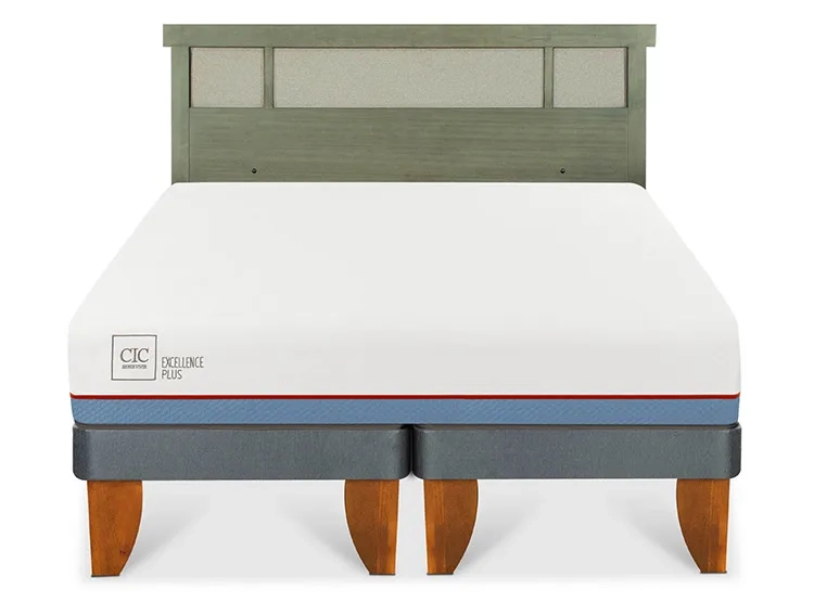 JUEGO DE DORMITORIO CIC CAMA EUROPEA EXCELLENCE PLUS BD 2 PLAZAS + RESPALDO DUBLIN OLIVO - 1