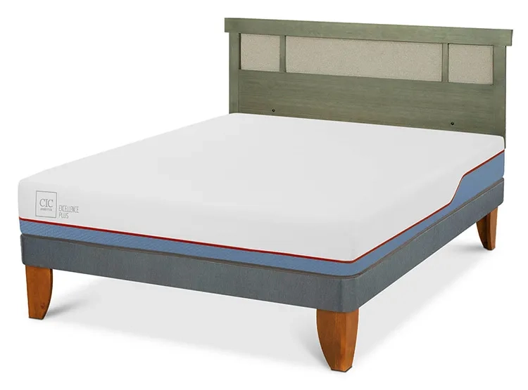 JUEGO DE DORMITORIO CIC CAMA EUROPEA EXCELLENCE PLUS BN 2 PLAZAS + RESPALDO DUBLIN OLIVO - 2