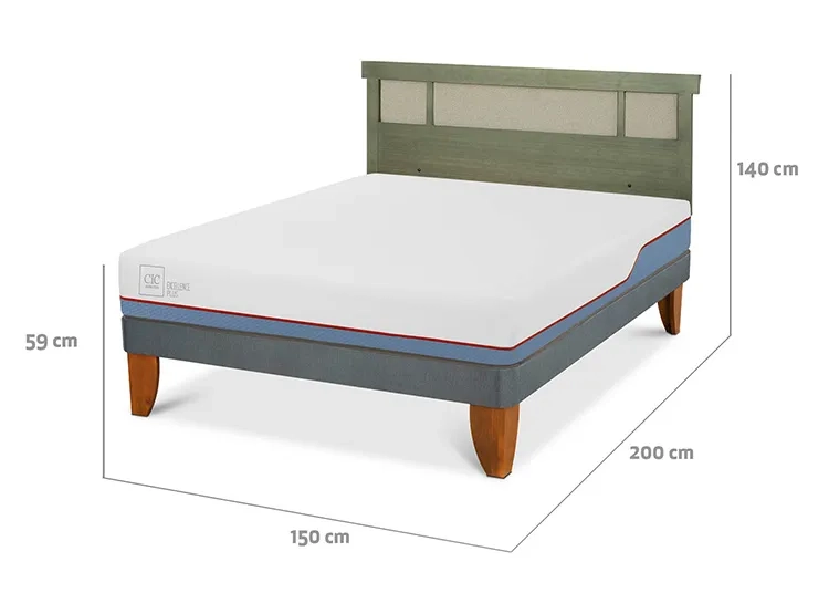 JUEGO DE DORMITORIO CIC CAMA EUROPEA EXCELLENCE PLUS BN 2 PLAZAS + RESPALDO DUBLIN OLIVO - 3