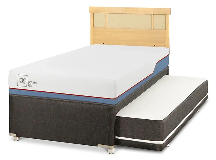 JUEGO DE DORMITORIO CIC CAMA DIVAN EXCELLENCE PLUS 1.5 PLAZAS NEGRO + RESPALDO DUBLIN MOSTAZA - 2