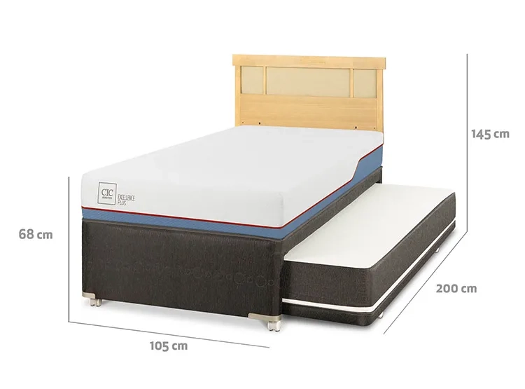 JUEGO DE DORMITORIO CIC CAMA DIVAN EXCELLENCE PLUS 1.5 PLAZAS NEGRO + RESPALDO DUBLIN MOSTAZA - 3