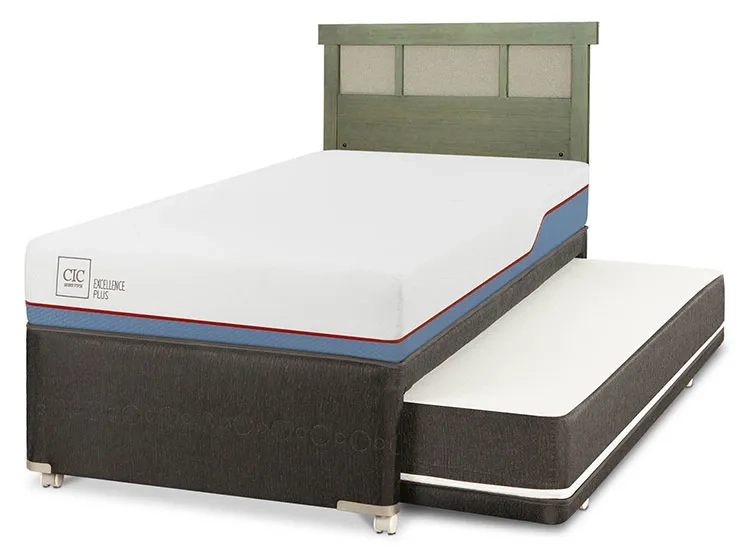 JUEGO DE DORMITORIO CIC CAMA DIVAN EXCELLENCE PLUS 1.5 PLAZAS NEGRO + RESPALDO DUBLIN OLIVO - 2