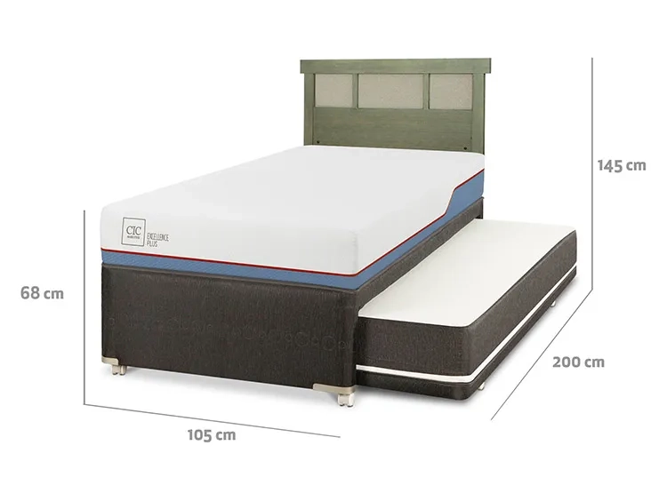 JUEGO DE DORMITORIO CIC CAMA DIVAN EXCELLENCE PLUS 1.5 PLAZAS NEGRO + RESPALDO DUBLIN OLIVO - 3