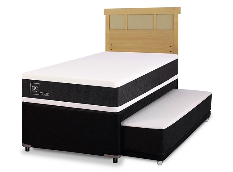 JUEGO DE DORMITORIO CIC CAMA DIVAN ORTOPEDIC 1.5 PLAZAS NEGRO + RESPALDO DUBLIN MOSTAZA - 2