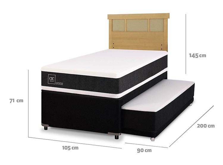 JUEGO DE DORMITORIO CIC CAMA DIVAN ORTOPEDIC 1.5 PLAZAS NEGRO + RESPALDO DUBLIN MOSTAZA - 3