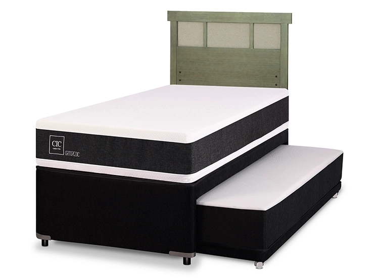 JUEGO DE DORMITORIO CIC CAMA DIVAN ORTOPEDIC 1.5 PLAZAS NEGRO + RESPALDO DUBLIN OLIVO - 2