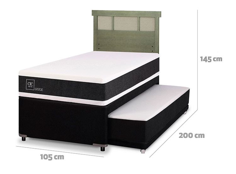 JUEGO DE DORMITORIO CIC CAMA DIVAN ORTOPEDIC 1.5 PLAZAS NEGRO + RESPALDO DUBLIN OLIVO - 3