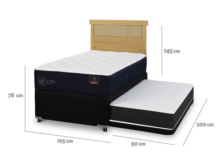 JUEGO DE DORMITORIO CIC CAMA DIVAN PREMIUM 1.5 PLAZAS NEGRO + RESPALDO DUBLIN MOSTAZA - 3