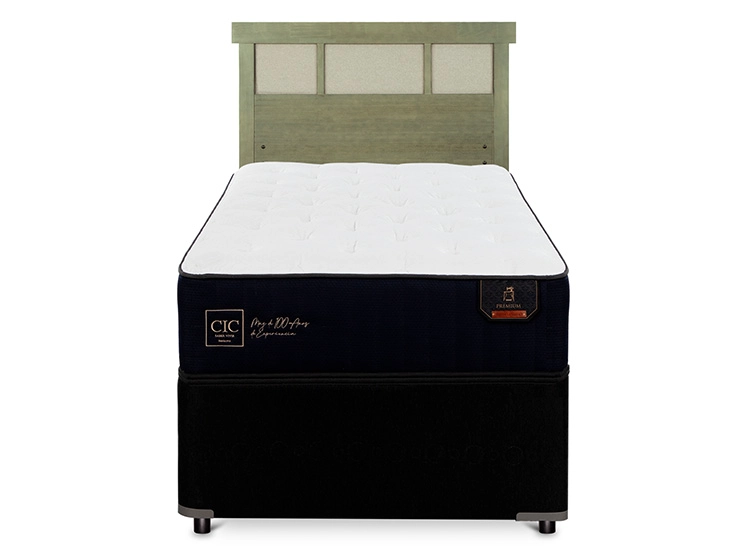 JUEGO DE DORMITORIO CIC CAMA DIVAN PREMIUM 1.5 PLAZAS NEGRO + RESPALDO DUBLIN OLIVO - 1
