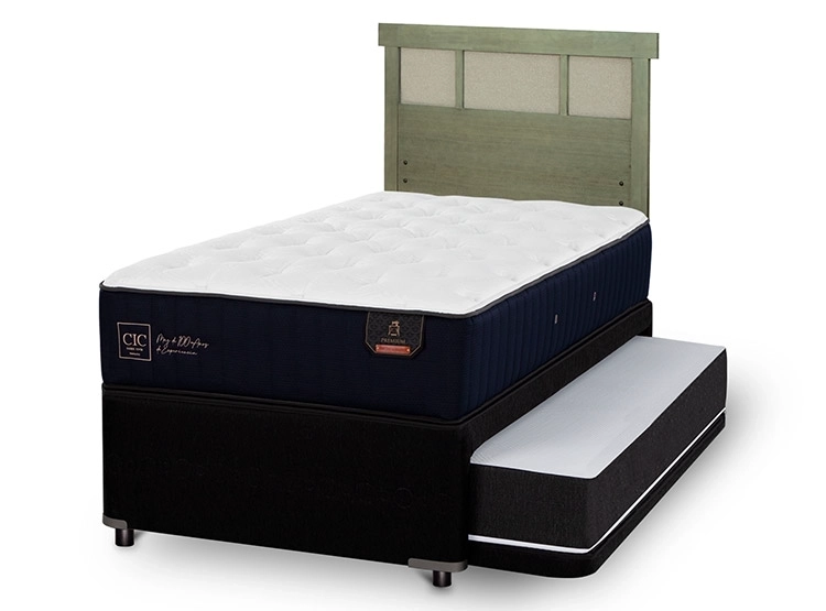 JUEGO DE DORMITORIO CIC CAMA DIVAN PREMIUM 1.5 PLAZAS NEGRO + RESPALDO DUBLIN OLIVO - 2
