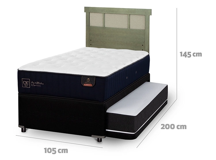 JUEGO DE DORMITORIO CIC CAMA DIVAN PREMIUM 1.5 PLAZAS NEGRO + RESPALDO DUBLIN OLIVO - 3