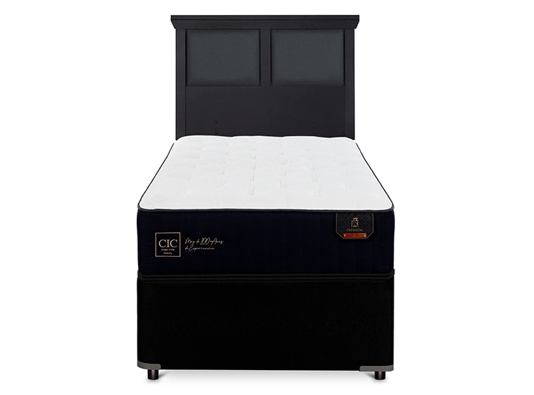 JUEGO DE DORMITORIO CIC CAMA DIVAN PREMIUM 1.5 PLAZAS NEGRO + RESPALDO TORINO - 1