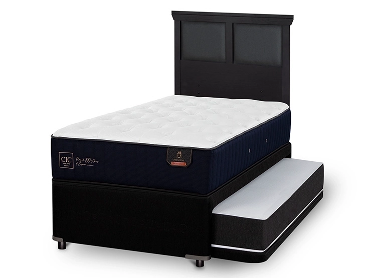 JUEGO DE DORMITORIO CIC CAMA DIVAN PREMIUM 1.5 PLAZAS NEGRO + RESPALDO TORINO - 2