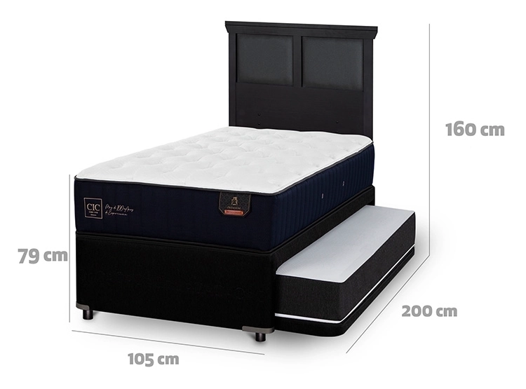 JUEGO DE DORMITORIO CIC CAMA DIVAN PREMIUM 1.5 PLAZAS NEGRO + RESPALDO TORINO - 3