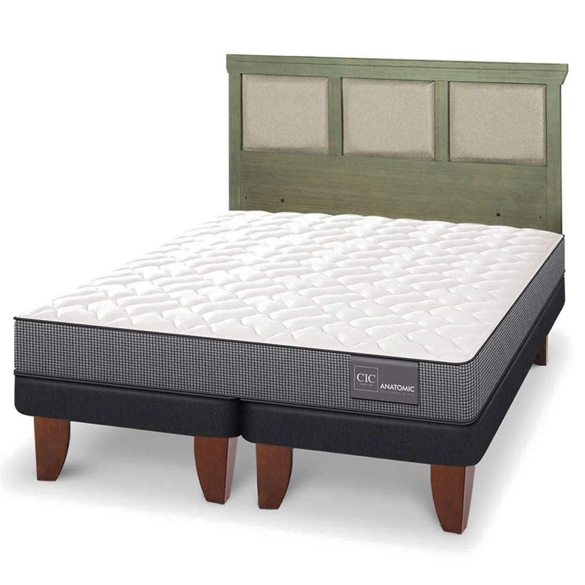JUEGO DE DORMITORIO CIC CAMA EUROPEA ANATOMIC BD 2 PLAZAS + RESPALDO TORINO OLIVO - 2
