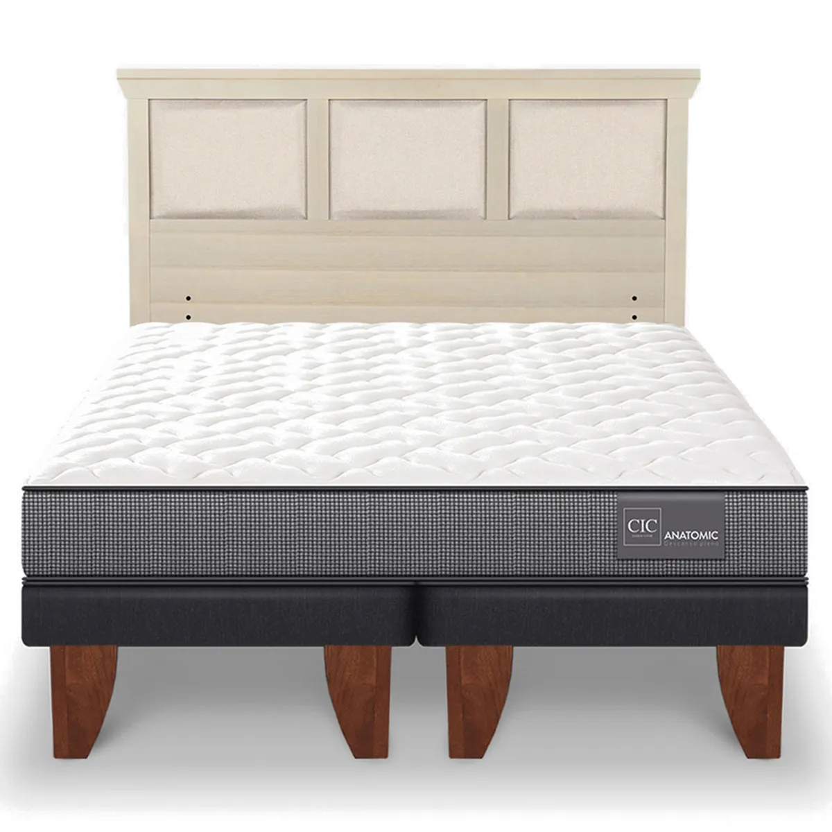 JUEGO DE DORMITORIO CIC CAMA EUROPEA ANATOMIC KING + RESPALDO TORINO ALPINO - 1