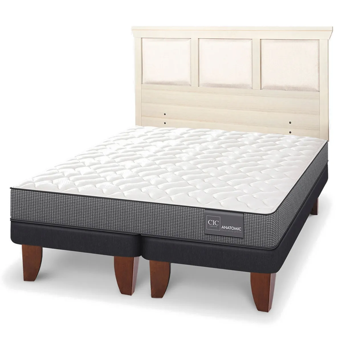 JUEGO DE DORMITORIO CIC CAMA EUROPEA ANATOMIC KING + RESPALDO TORINO ALPINO - 2