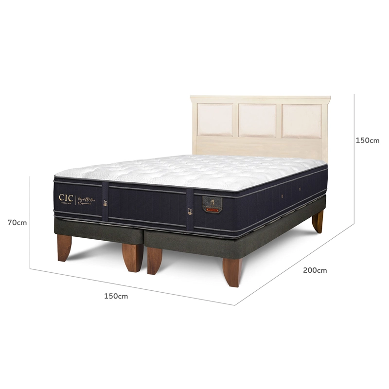 JUEGO DE DORMITORIO CIC CAMA EUROPEA GRAND PREMIUM BD 2 PLAZAS + RESPALDO TORINO ALPINO - 3