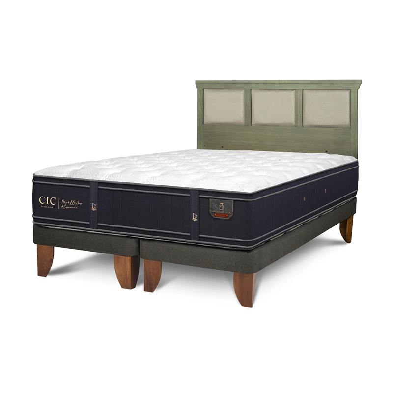JUEGO DE DORMITORIO CIC CAMA EUROPEA GRAND PREMIUM BD 2 PLAZAS + RESPALDO TORINO OLIVO - 2